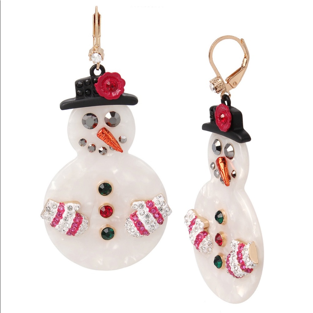 Betsey Johnson snowman holiday earrings